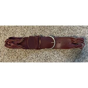 Fabio Corti Women's Belt Wide Leather Soft Burgundy Silver Buckle Italy Medium